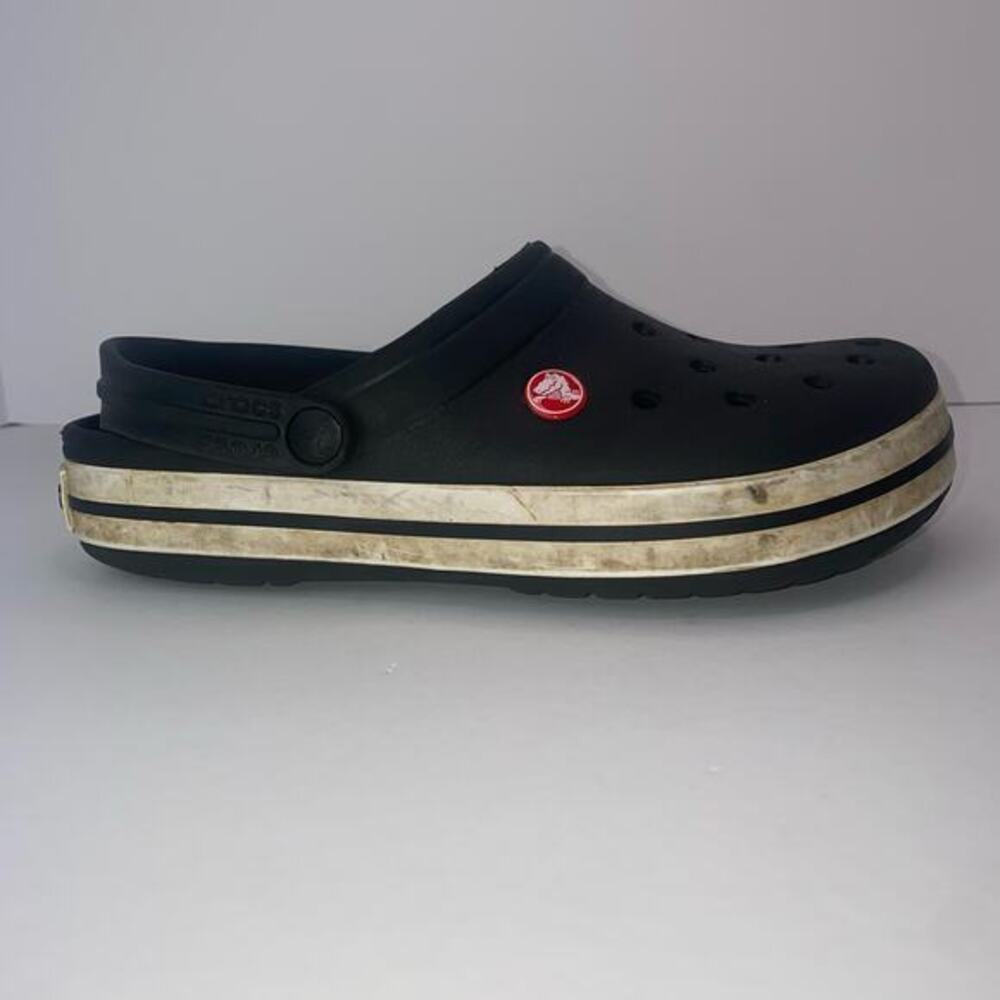 Crocs Women Classic Navy Blue and White Slip On Clogs Size 9